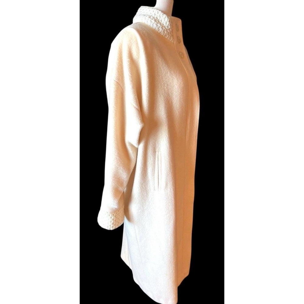 VTG 1960s Portrait Wool Maxi Coat L ILGWU Union Made USA Ivory Duster Trench Mod - Picture 5 of 16